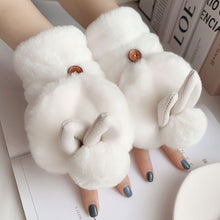 Load image into Gallery viewer, Cute Girl Student Cute Rabbit Flip Open Finger Plush Fleece Warm Gloves
