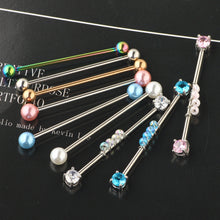 Load image into Gallery viewer, Piercing Jewelry Set Long Brush Holder Stud Earrings Stainless Steel Industrial Bridge
