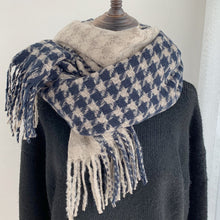 Load image into Gallery viewer, Women's Scarf Autumn and Winter Color Matching Houndstooth Warm Scarf Korean Style Fashionable All-Match Tassel Shawl
