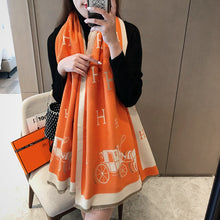 Load image into Gallery viewer, Letter Artificial Cashmere Scarf Women's Autumn and Winter New Thickened Warm Carriage Air Conditioning Double-Sided Shawl
