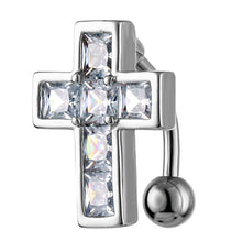 Load image into Gallery viewer, Piercing Jewelry Inlaid Zircon Cross Upside down Navel Stud Belly Ring
