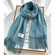 Load image into Gallery viewer, 2023autumn and Winter Cashmere Scarf Texture Solid Color Tassel Warm Long Wrap All-Matching Thickened Couple Scarf
