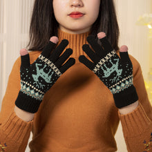 Load image into Gallery viewer, Thickened Touch Screen Thermal Gloves Men's and Women's Fleece-Lined Wool Touch Screen Gloves Deer Knitted Gloves
