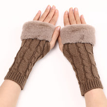 Load image into Gallery viewer, Knitted Flip-up Short Female Couple Arm Sleeve Half Finger Open Finger Wool Keep Warm Gloves
