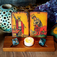 Load image into Gallery viewer, Crystal Three-Phase Moon Card Album Bracket Wooden Candlestick Ornaments

