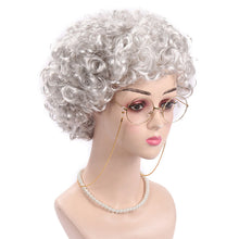 Load image into Gallery viewer, Middle-Aged and Elderly Silver Black White Grandma Wig Performance Cosplay Grandma Role Playing Props Curly Hair

