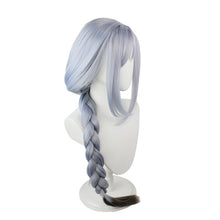 Load image into Gallery viewer, Game Genshin Impact Shenhe Cosplay Wig Blue White Color Long Braids Headwear Heat Resistant Synthetic Hair 80cm
