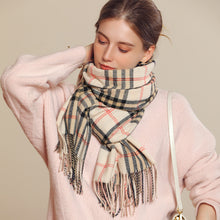 Load image into Gallery viewer, Scarf Stall Color-Contrast Check Artificial Cashmere Scarf Fashion Color Changing Scarf Women's Winter Japanese and Korean Sweet
