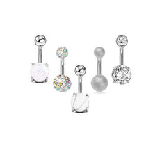 Load image into Gallery viewer, 5-Piece Set Combination Baosong Stone Navel Stud Zircon Navel Ring
