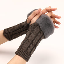 Load image into Gallery viewer, Knitted Flip-up Short Female Couple Arm Sleeve Half Finger Open Finger Wool Keep Warm Gloves
