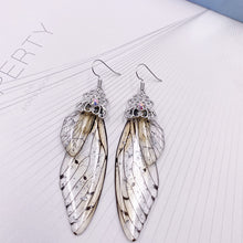 Load image into Gallery viewer, S925 Ear Hook Butterfly Earrings Temperamental Earrings Cicada Wings Gradient Color Girls Stud Earrings
