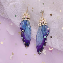 Load image into Gallery viewer, S925 Ear Hook Butterfly Earrings Temperamental Earrings Cicada Wings Gradient Color Girls Stud Earrings
