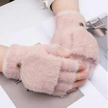 Load image into Gallery viewer, Warm Plush Gloves Student Finger Exposed Flip Gloves Outdoor Gloves Thickened Cold Protection
