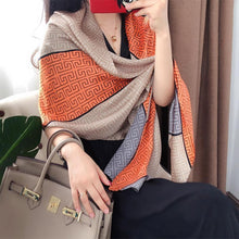Load image into Gallery viewer, Women's Korean-Style Autumn and Winter Printing Silk Mulberry Silk Scarf Warm Shawl Scarf
