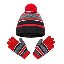 Load image into Gallery viewer, Gloves Two-Piece Set Winter Fleece-Lined Warm Children's Five-Finger Knitted Cold-Proof British Hat
