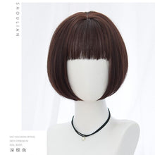 Load image into Gallery viewer, Wig Men's and Women's Collarbone Short Hair Bobo Korean Bobhaircut round Face Internet Celebrity Lolita Handsome White Full-Head Wig Style
