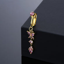 Load image into Gallery viewer, Punch-Free Large Zircon Long Butterfly Pendant Navel Stud Fake Belly Ring
