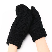 Load image into Gallery viewer, Autumn and Winter New Women's Cross-Border Knitted plus Fluff Thick Fashion Geometric Backpacks Finger Warm Gloves Finger Knitting Wool Gloves
