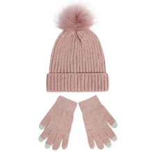 Load image into Gallery viewer, Knitted Hat Women's 2023 New Chenille Wool Hat Gloves Set Thickened Warm Fluffy Ball Cap Autumn and Winter
