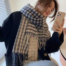 Load image into Gallery viewer, Women's Scarf Autumn and Winter Color Matching Houndstooth Warm Scarf Korean Style Fashionable All-Match Tassel Shawl
