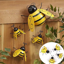 Load image into Gallery viewer, 4pcs/Set Wrought Iron Bee Country Decoration Ornament Metal Animal Handicraft Simulation Wall Art Ornament
