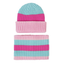 Load image into Gallery viewer, Knitted Hat Children's 2023 Autumn and Winter New Hat Scarf Set Striped Knitted Wool Hat
