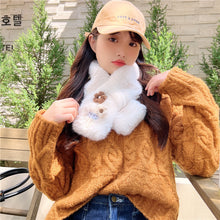Load image into Gallery viewer, Korean Style Faux Rabbit Fur Scarf Wool Small Flower Autumn and Winter Fur Scarf Female Velvet Scarf Thickened
