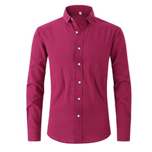 Load image into Gallery viewer, New Men's Imitation Cotton and Linen Solid Color Long Sleeve Business Slim-Fitting Iron-Free Formal Wear
