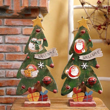Load image into Gallery viewer, Christmas Decorations Wooden Christmas Tree Ornaments Old Snowman Bell Retro Furnishings Decorations Scene Layout
