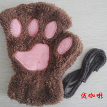 Load image into Gallery viewer, Women's Autumn and Winter Korean-Style Cute Girls' Open Finger Thickened Warm Hand-Shaped Brush Plush Half Finger Gloves
