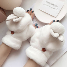 Load image into Gallery viewer, Cute Girl Student Cute Rabbit Flip Open Finger Plush Fleece Warm Gloves
