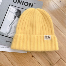 Load image into Gallery viewer, Hat Female Autumn and Winter Korean Style All-Matching Solid Color Digital Ins Knitted Hat Warm Korean Fashion Cute Wool Hat
