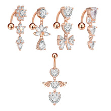 Load image into Gallery viewer, Collapsable Pole Zircon Navel Ring Navel Stud Piercing Jewelry
