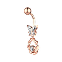 Load image into Gallery viewer, Butterfly Zircon Navel Ring Navel Stud Piercing Jewelry
