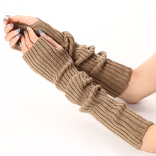Load image into Gallery viewer, New Solid Color Knitted Wool Men Women Half Finger Open Finger Warm Pile Style Sleeve Cover Gloves
