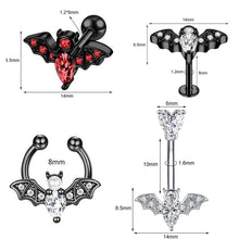 Load image into Gallery viewer, Long Brush Holder Stud Earrings Zircon Navel Stud Barbell Stud Earrings Labret 5-Piece Set Piercing Jewelry
