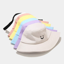Load image into Gallery viewer, Smiling Face Embroidery Sun-Proof Bucket Hats Male and Female Students Cute Sunhat Outdoor Alpine Cap
