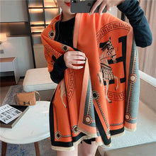 Load image into Gallery viewer, H Cashmere Big   Scarf Women's Winter Thermal Long Thickened Carriage Foreign Trade Scarf Shawl Dual-Use
