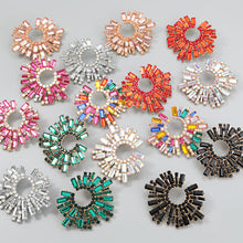Load image into Gallery viewer, Alloy Diamond Rhinestone SUNFLOWER Earrings Female Super Flash Hipster Dinner Earrings
