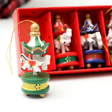 Load image into Gallery viewer, 5cm Carousel Pendant Christmas Decorations Showcase Wooden Decoration Christmas Tree Ornaments Kindergarten Gifts
