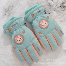 Load image into Gallery viewer, Five-Finger Ski Gloves Cute Cartoon Crocodile Rabbit Velvet Thickened Windproof Cycling Non-Slip
