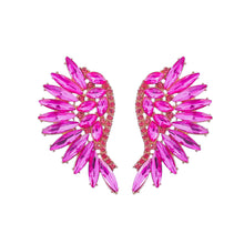 Load image into Gallery viewer, Colorful Crystals Exaggerated Famous   Fan Wing Earrings Fashion Stud Earrings Bohemian Style
