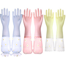 Load image into Gallery viewer, Waterproof Warm Velvet Padded Thickened Gloves Cartoon Laundry Cleaning Housework Laundry Rubber Gloves
