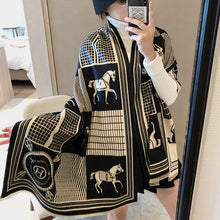 Load image into Gallery viewer, Letter Artificial Cashmere Scarf Women's Autumn and Winter New Thickened Warm Carriage Air Conditioning Double-Sided Shawl
