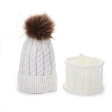 Load image into Gallery viewer, Infant Winter Woolen Hat Scarf Set Cold-Proof Thermal Knitting Baby Hat Set Hat
