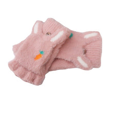 Load image into Gallery viewer, Plush Half Finger Flip Radish Winter Gloves Female Writing and Playing Mobile Phone Cute Warm Gloves
