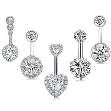 Load image into Gallery viewer, 5-Piece Heart-Shaped Zircon Navel Ring Stainless Steel Puncture Navel Stud
