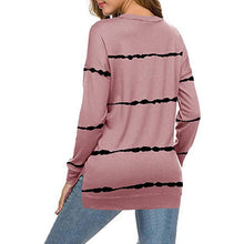 Load image into Gallery viewer, Women's Top Loose All-Matching Striped Floral Print Long Sleeve Pullover
