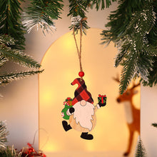 Load image into Gallery viewer, Christmas Decorations Painted Wooden Small Pendant Christmas Tree Faceless Old Rudolf Pattern Pendant
