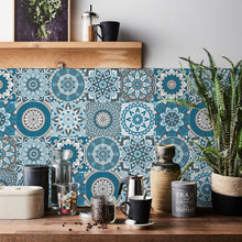 Load image into Gallery viewer, 24 Pcs/set Mandala Simulation Tile Sticker Home Renovation Kitchen and Bathroom Decoration Self-Adhesive Peel off the Wall Sticker
